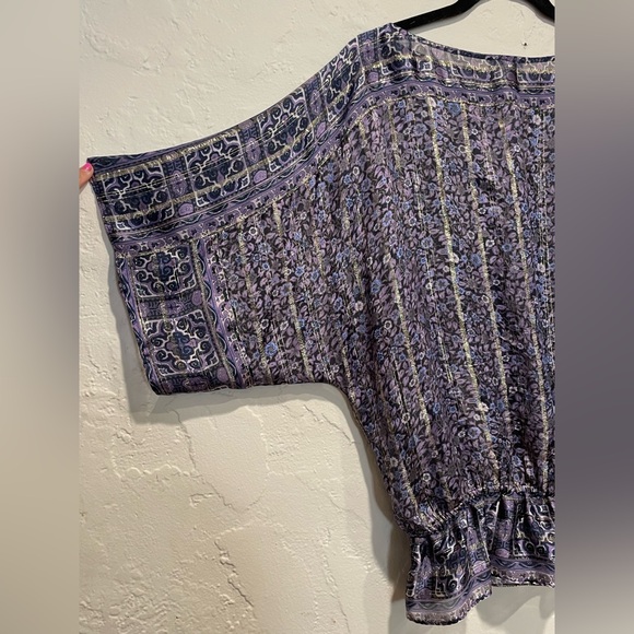 Joie Purple & Gold Silk Blouse - Picture 6 of 10